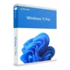 A retail box for Windows 11 Professional, featuring a blue abstract design on the front, the Microsoft logo, and the text Windows 11 Pro on the box cover and spine.