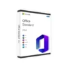 A retail box for Office 2024 Standard featuring the Office logo, icons for Word, Excel, OneNote, PowerPoint, Outlook, and Publisher, with sleek branding on a white background.