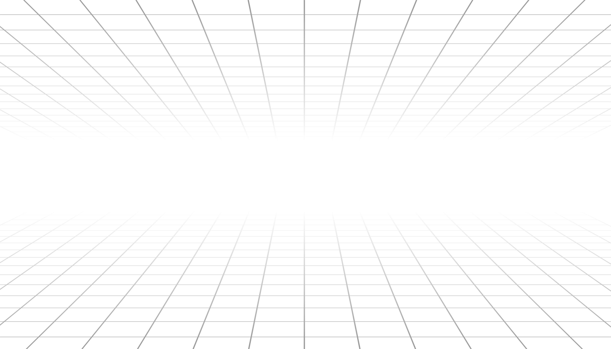 A white background with a faint black grid pattern, creating a 3D perspective effect that gives the appearance of a spacious, empty room or virtual environment.